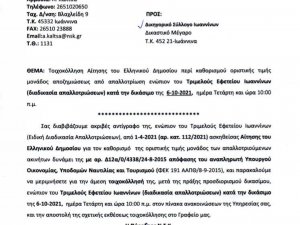 Ανακοίνωση για συζήτηση αίτησης Ελληνικού Δημοσίου για καθορισμός οριστικής τιμής μονάδος στο Τριμελές Εφετείο Ιωαννίνων κατά τη δικάσιμο της 6.10.2021.-    
